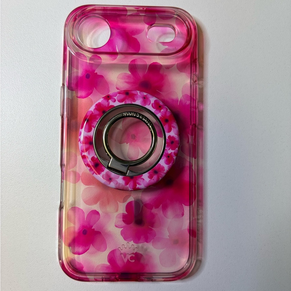 Floral Pink MagSafe-Compatible iPhone Case with Matching Ring Grip - Picture 2 of 2